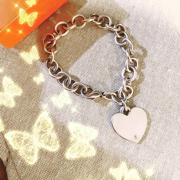 James Avery RETIRED Classic Cable Bracelet W/ Heart (Puffy) Size 7.5 Silver 925